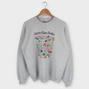 Vintage Sweatshirt Nursery Rhyme Graphic‎ Gray Crewneck Fruit of the Loom USA XL